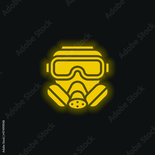 Biological Hazard yellow glowing neon icon