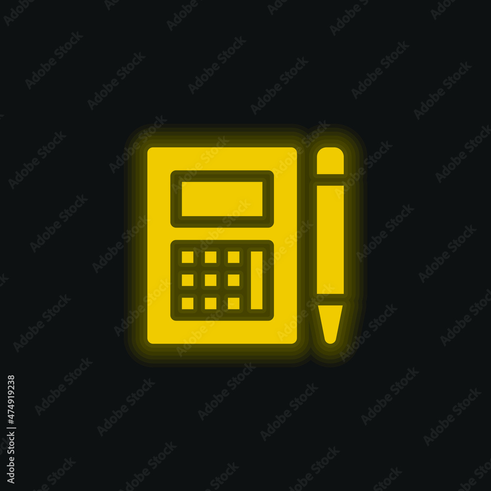 Accounting yellow glowing neon icon Accounting yellow glowing neon icon