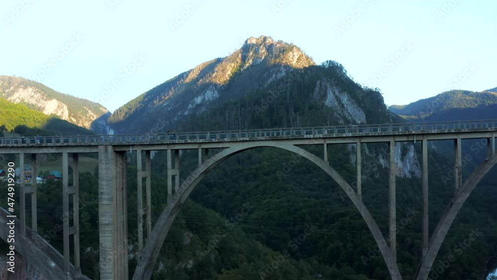 Djurdjevic Bridge, Tara River Canyon, Montenegro. Aerial view. Djurdjevic Bridge, Tara River Canyon, Montenegro. Aerial view.