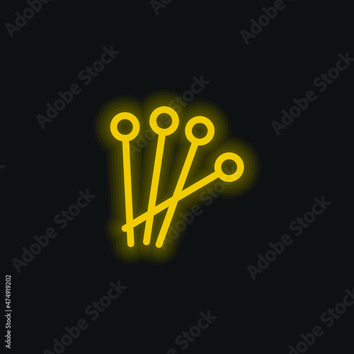 Acupunture Needles yellow glowing neon icon