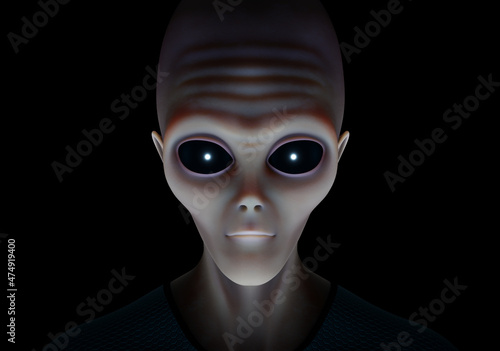 Alien head with black background