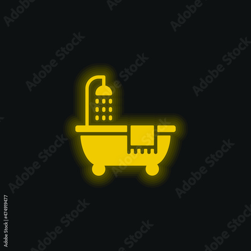 Bathroom yellow glowing neon icon
