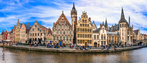 Belgium travel and landmarks - beautiful gothic town Gent (Ghent). splendid flemish arhchitecture