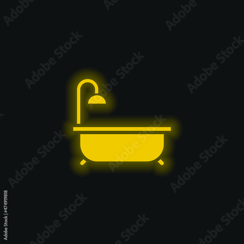 Bathtub yellow glowing neon icon