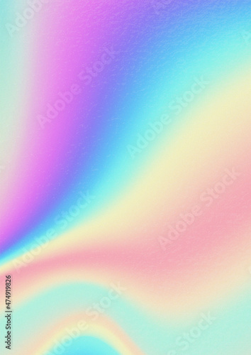 Multicolored bright background with iridescent tints of color. Holographic effect, color gradient transitions.