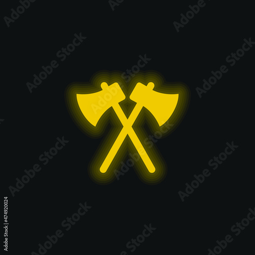 Axes yellow glowing neon icon