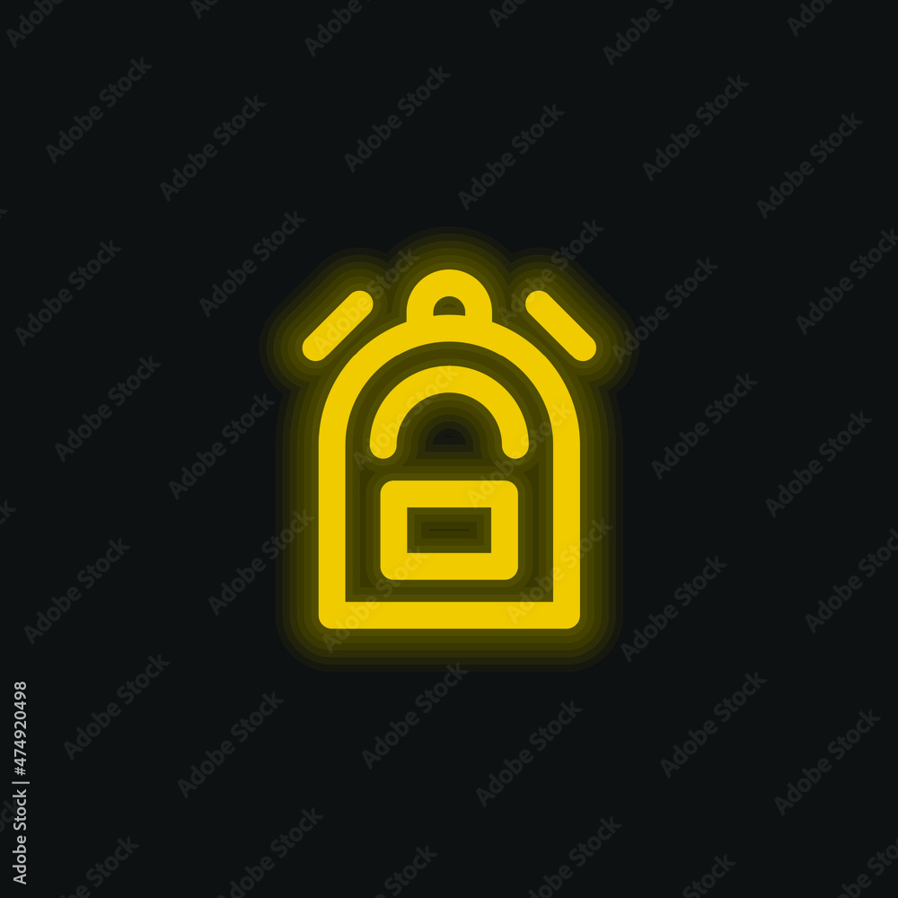 Backpack yellow glowing neon icon Backpack yellow glowing neon icon