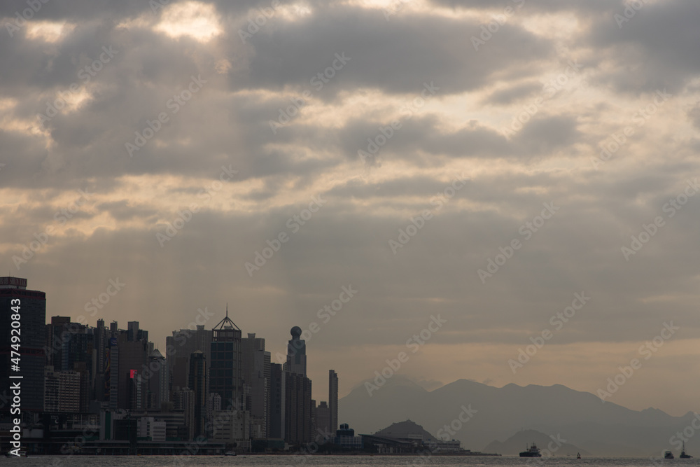 city skyline at sunrise