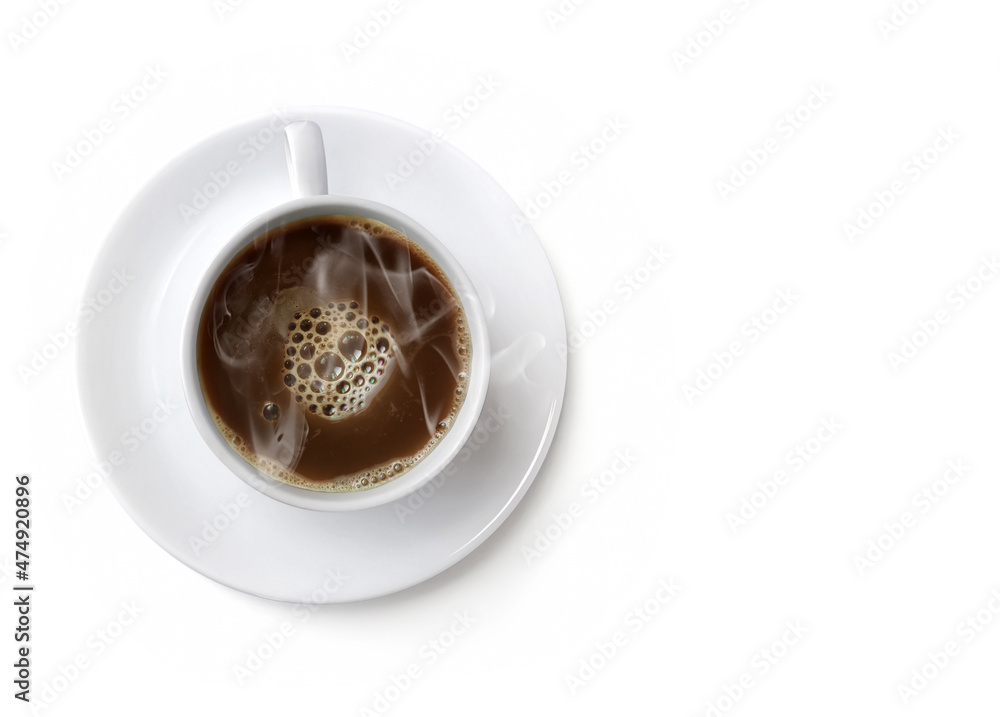 Fototapeta premium coffee cup top view isolated on white