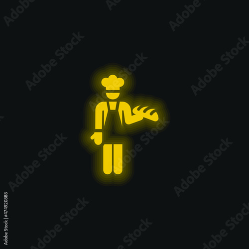 Baker yellow glowing neon icon