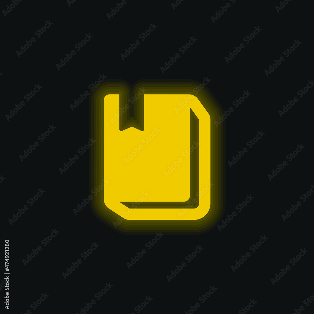 Book With Bookmark yellow glowing neon icon Book With Bookmark yellow glowing neon icon