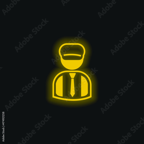 Bookkeeper yellow glowing neon icon