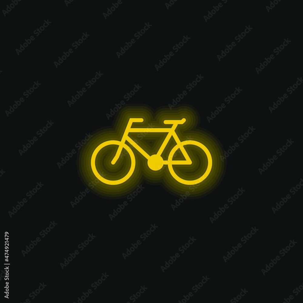 Bicycle yellow glowing neon icon Bicycle yellow glowing neon icon