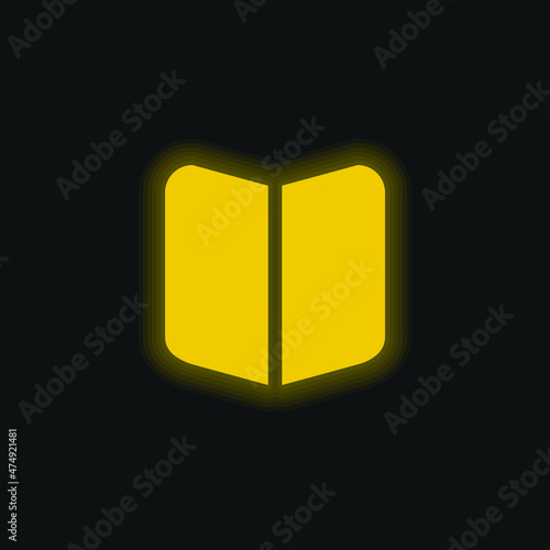 Book Black Opened Symbol yellow glowing neon icon