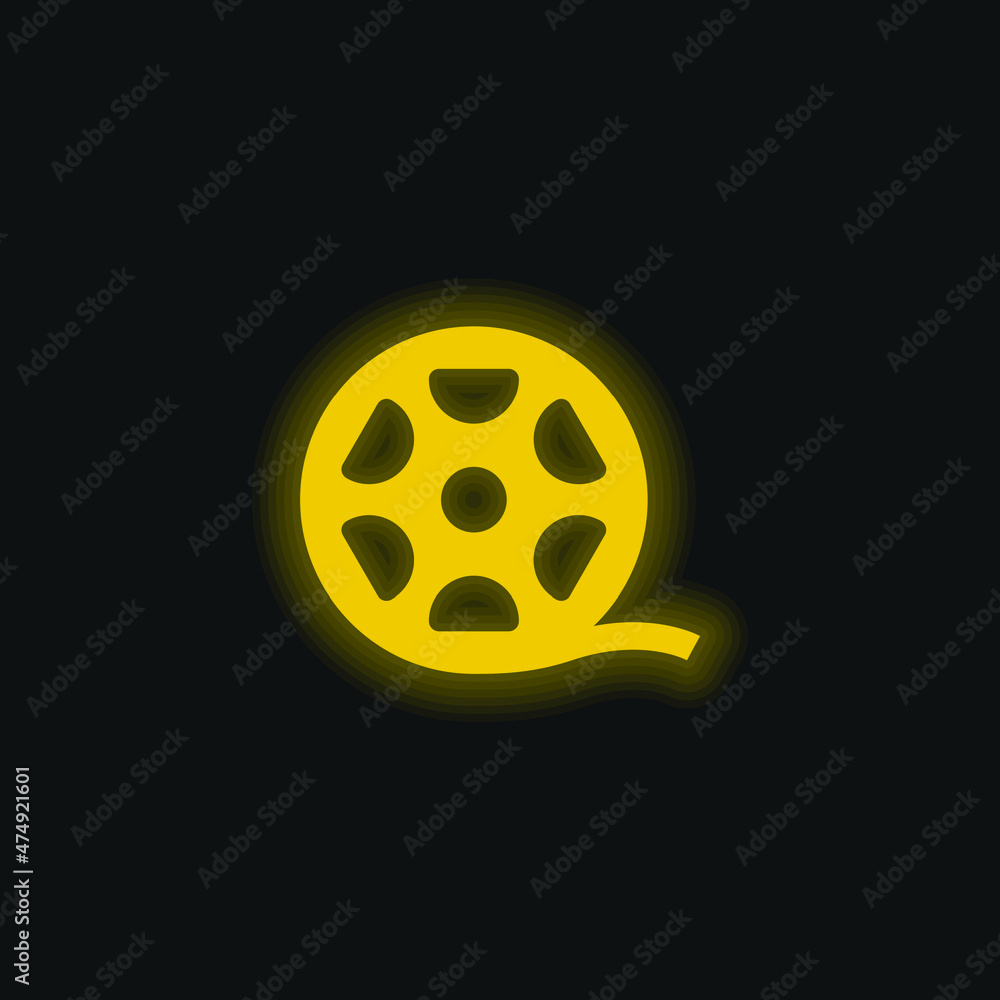 Big Film Roll yellow glowing neon icon