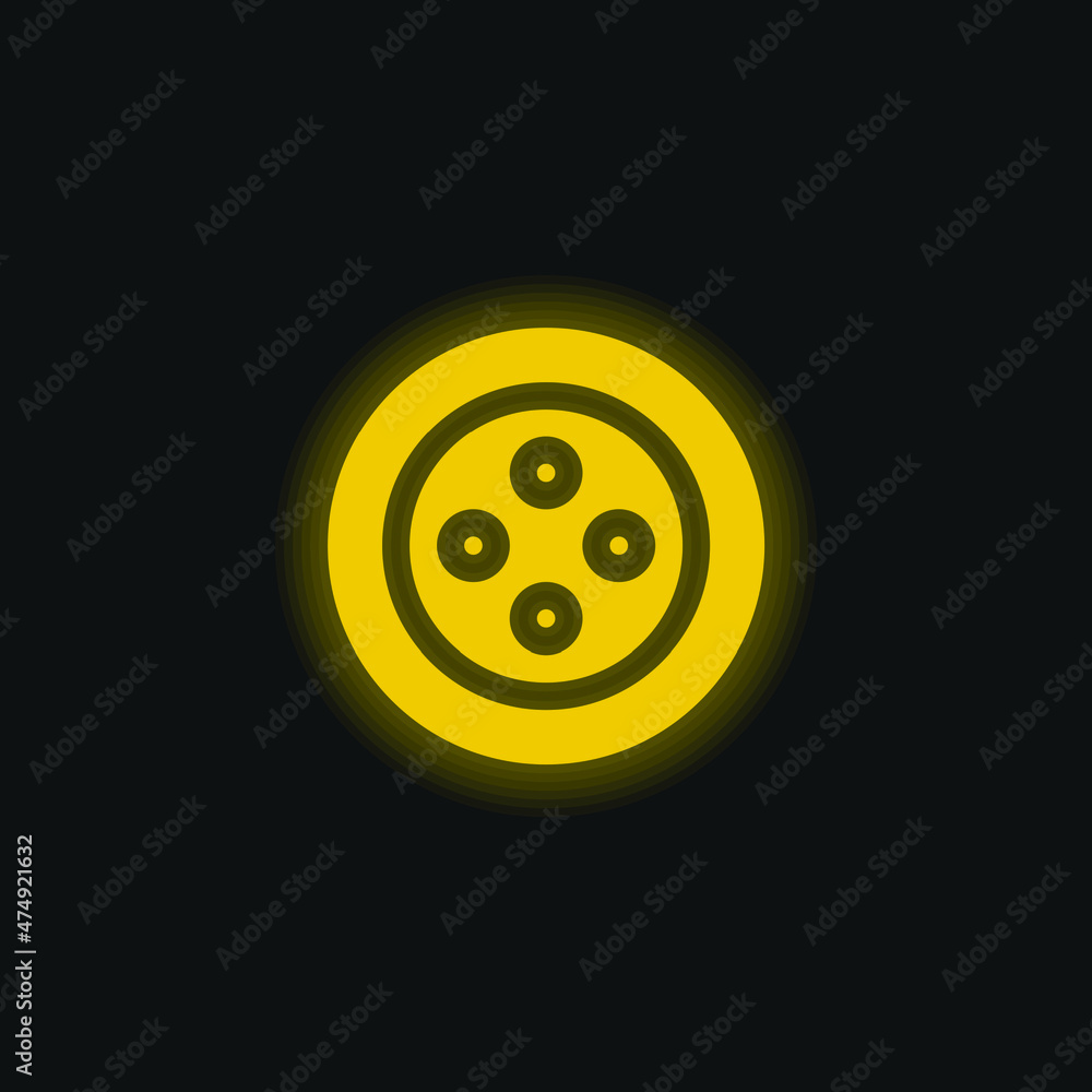 Botton yellow glowing neon icon Botton yellow glowing neon icon