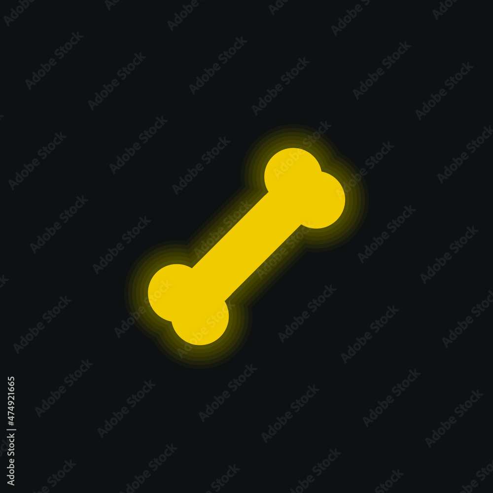Bone yellow glowing neon icon Bone yellow glowing neon icon