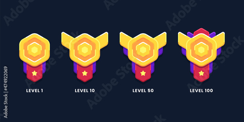 Set of level badges for game