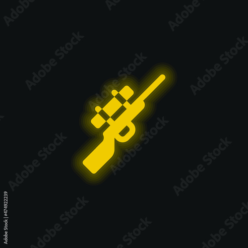 Biathlon yellow glowing neon icon