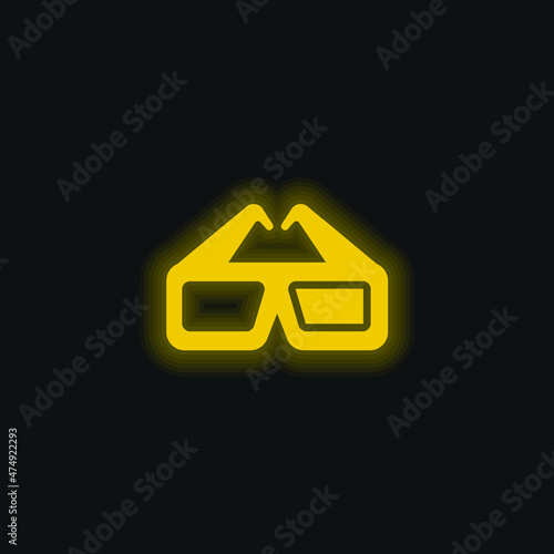 3d Glasses yellow glowing neon icon
