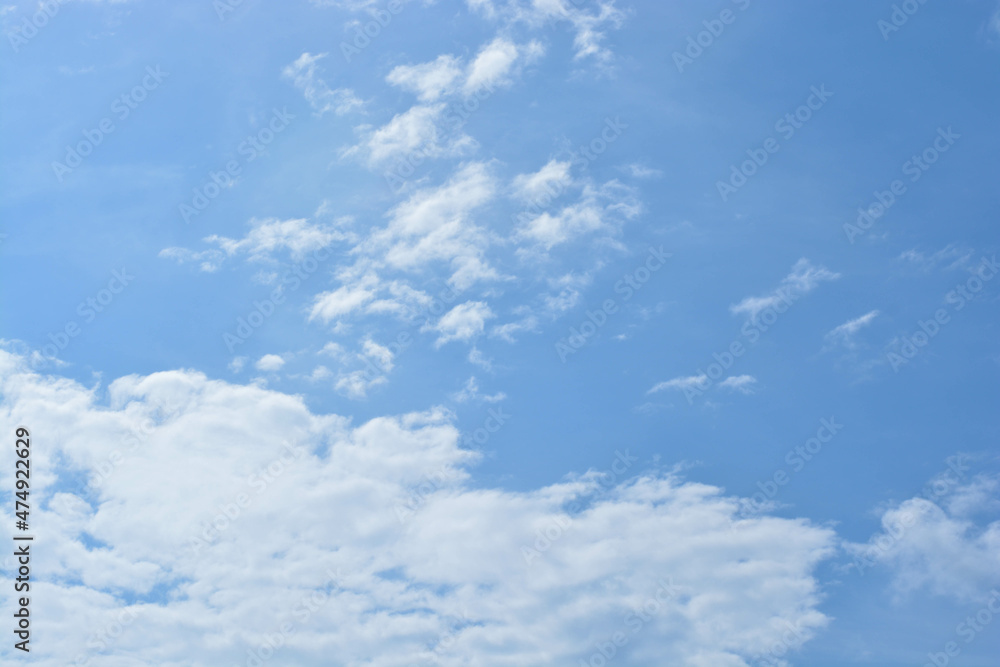 Cotton stratocumulus clouds with clear blue sky background at Trat, Thailand. No focus.