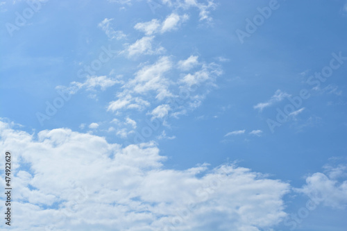 Cotton stratocumulus clouds with clear blue sky background at Trat, Thailand. No focus. photo