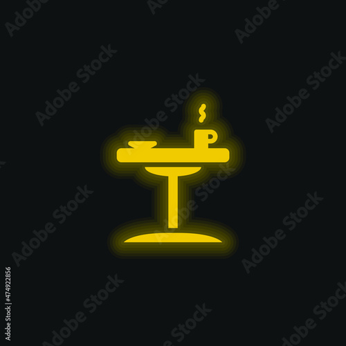 Bedside Table yellow glowing neon icon