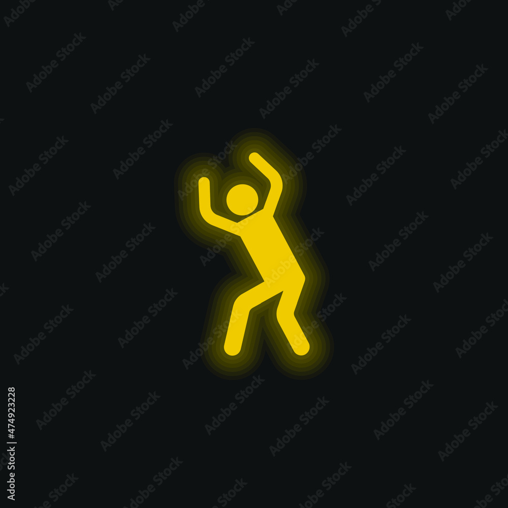 Angry Silhouette yellow glowing neon icon Angry Silhouette yellow glowing neon icon