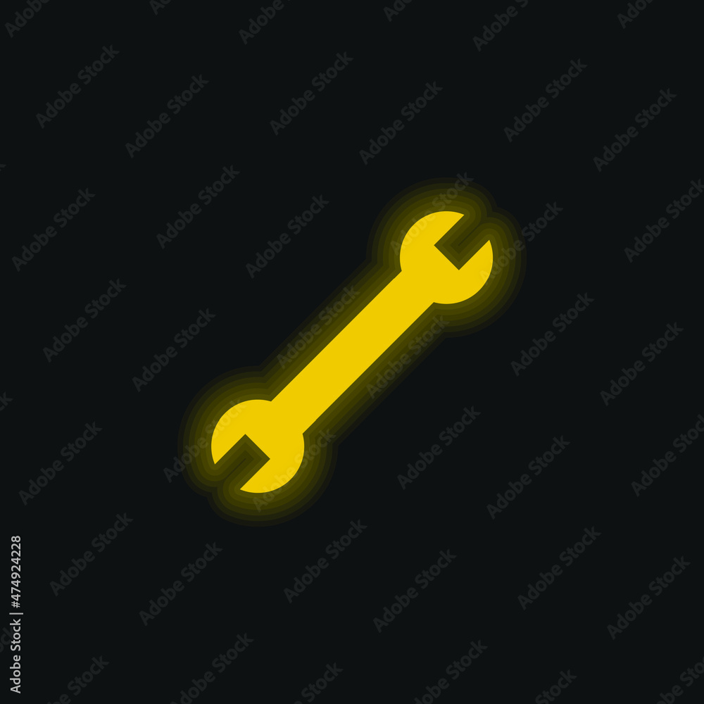 Adjustable Wrench yellow glowing neon icon Adjustable Wrench yellow glowing neon icon