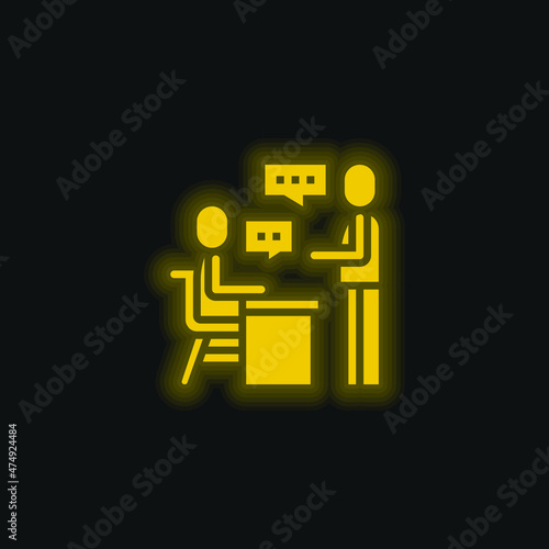 Assigment yellow glowing neon icon