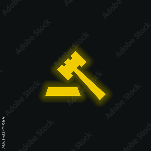 Auction yellow glowing neon icon