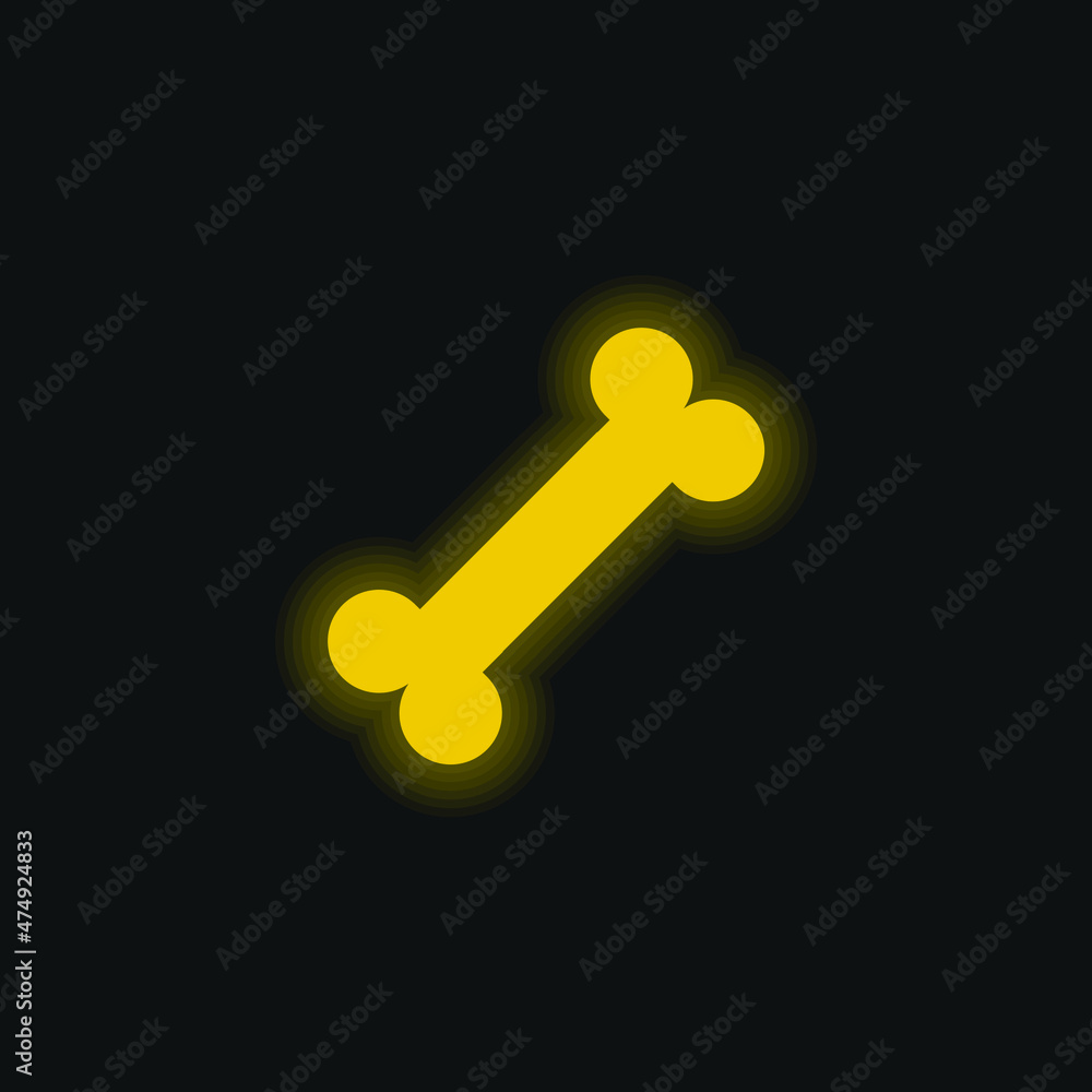 Bone yellow glowing neon icon Bone yellow glowing neon icon