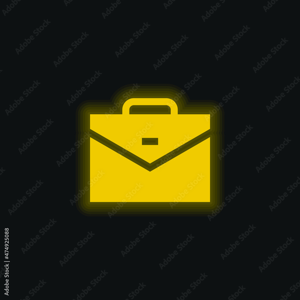 Briefcase yellow glowing neon icon Briefcase yellow glowing neon icon