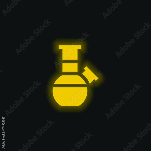 Bong yellow glowing neon icon