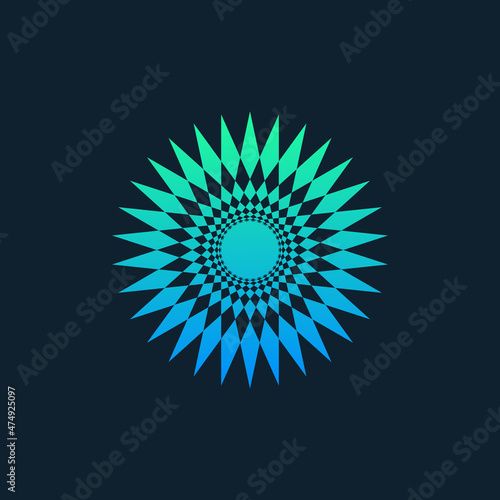 Sun, flower ornament, geome...