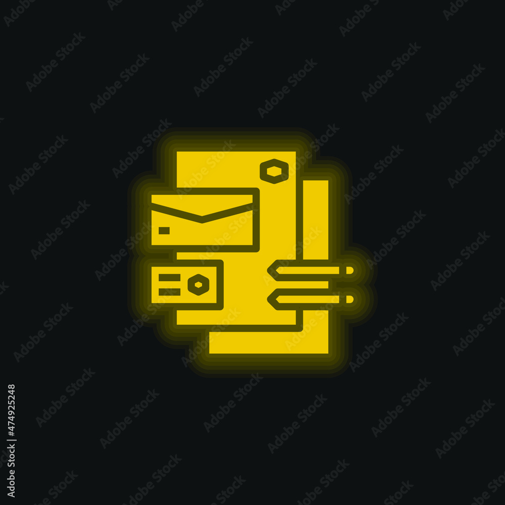 Branding yellow glowing neon icon Branding yellow glowing neon icon