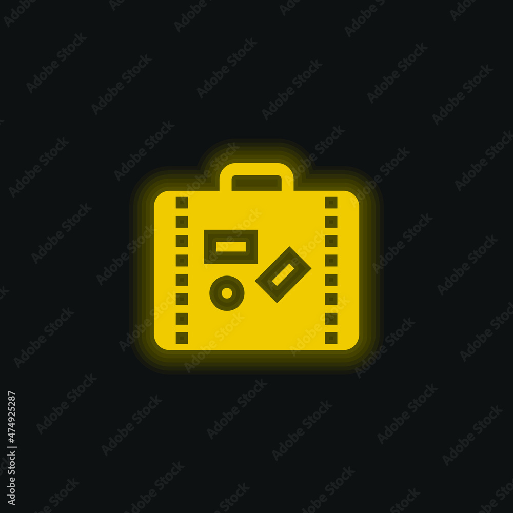 Briefcase yellow glowing neon icon Briefcase yellow glowing neon icon