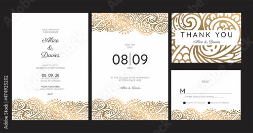 Gold vintage greeting card on a white background. Luxury ornament template. Mandala. Great for invitation, flyer, menu, brochure, postcard, background, wallpaper, decoration, or any desired idea
