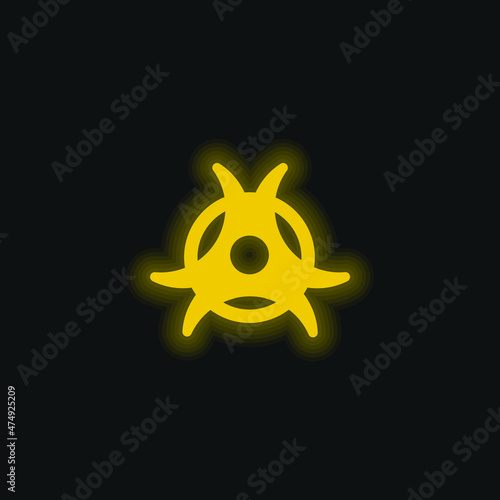 Biohazard yellow glowing neon icon