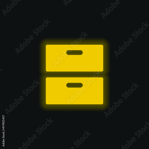 2 Drawers yellow glowing neon icon
