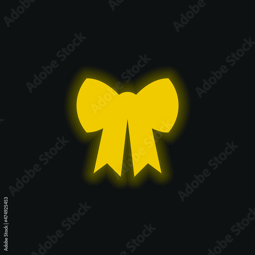 Bow yellow glowing neon icon