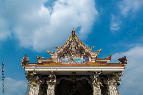 Wat Pariwas is a Thai buddhism temple, new famous temple in Bangkok, Thailand photo