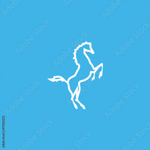 horse logo vector template line art