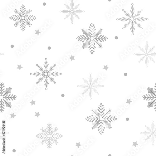 Pattern from snowflakes on a white background. For posters, cards for Christmas, New Year. Vector illustration.