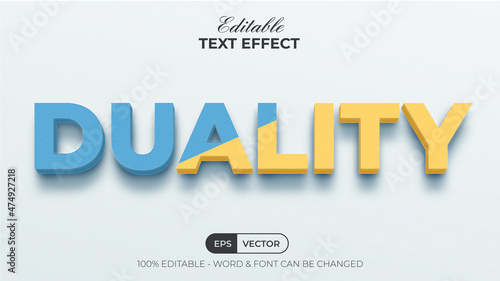 Duality text effect 3d style theme. Editable text effect.