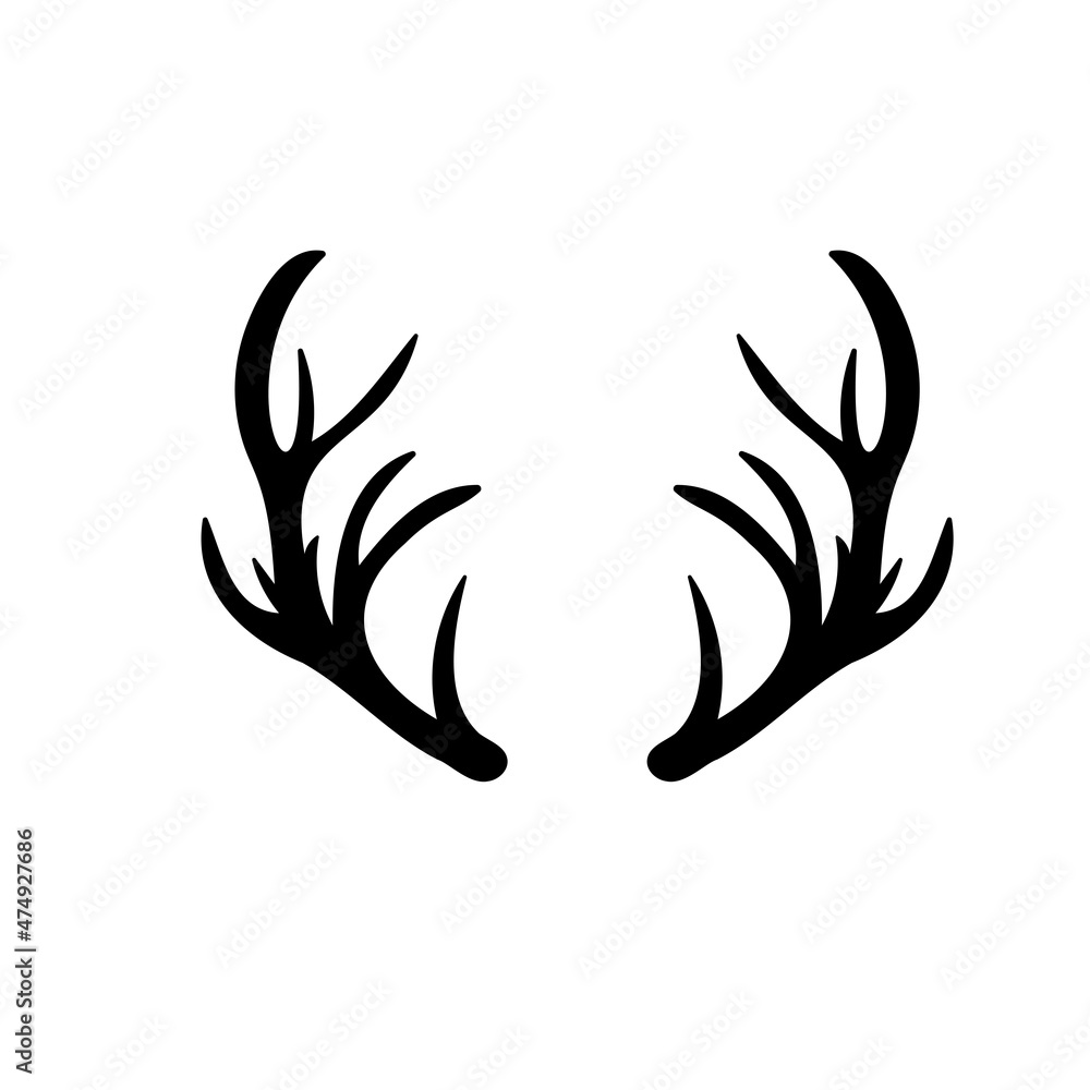 Vector Black silhouettes of deer antlers Vector Black silhouettes of deer antlers