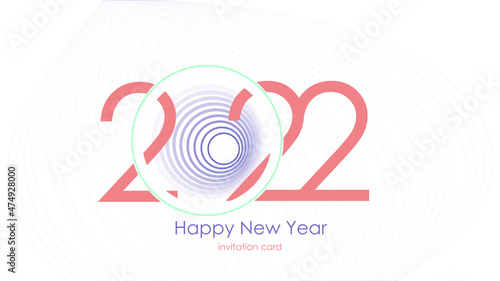 Happy New Year 2022 greeting card design, template, vector illustration.