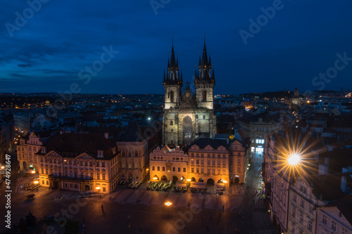 Prague  Czech Republic  June 2019 - night view of the beautiful and famous Church of Our Lady before T  n 