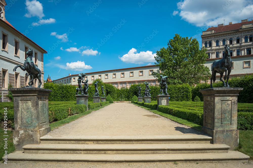 Prague, Czech Republic, June 2019 - view of the beautiful Wallenstein Garden