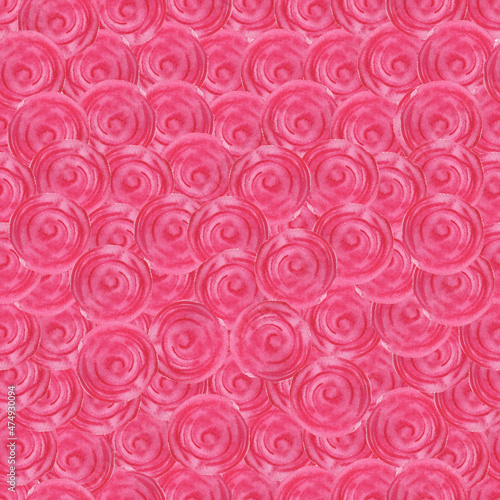 Pink rose flowers watercolor pattern. Seamless romantic backdrop for cards, invitations, wallpaper, paper. Wedding design in delicate pink colors. Valentine's day art